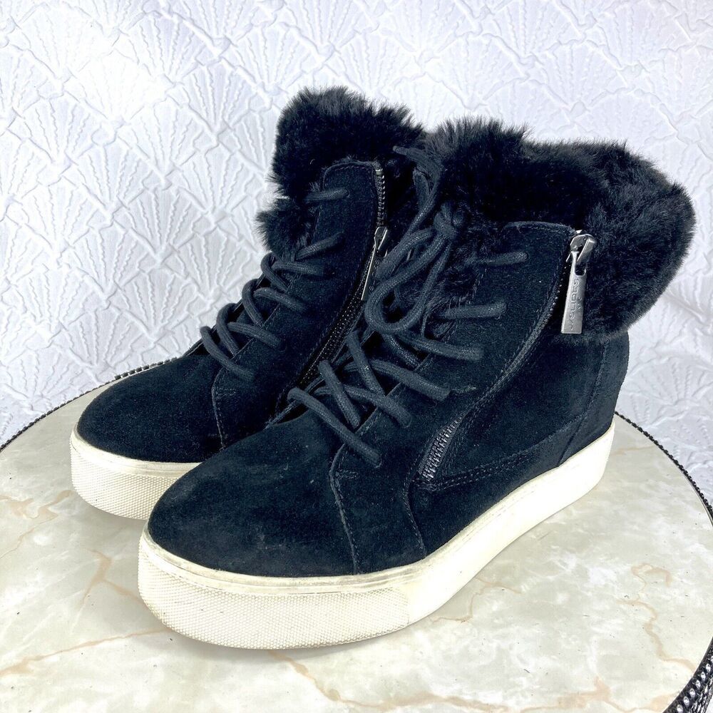 J/SLIDES Black Ankle Booties with Fur Detail - Picture 4 of 11